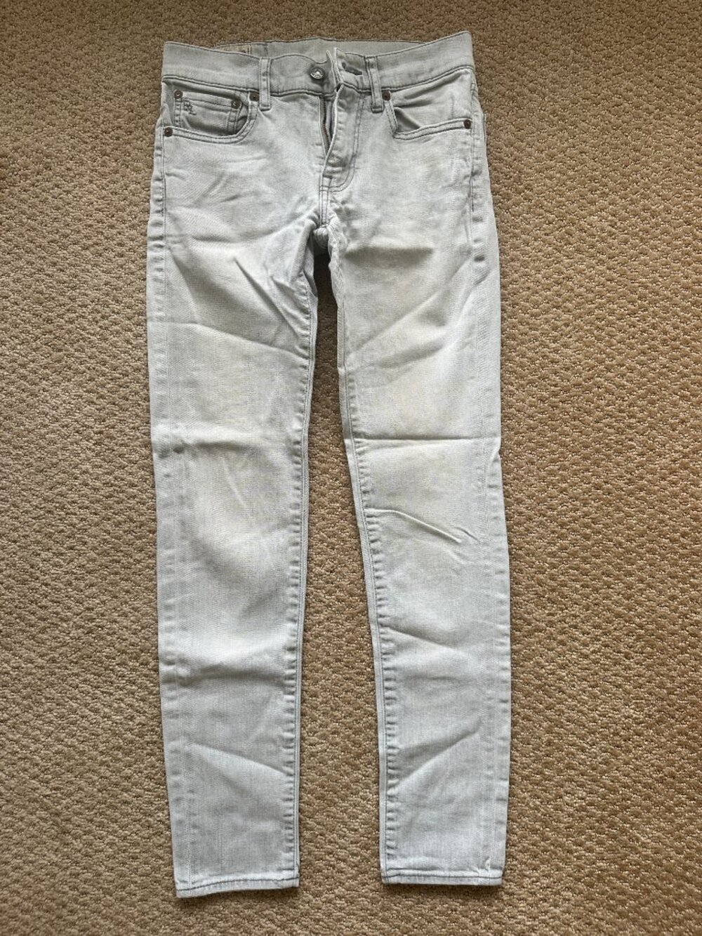 Ralph Lauren Polo Tomkins Skinny Mid-Rise Slim Jean Size 26 Light Wash Gray
